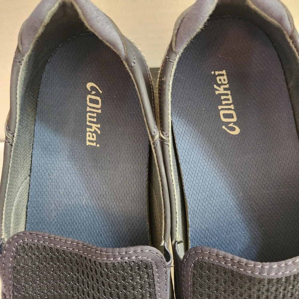 OluKai Laeahi Mens Navy Blue Textile Slip On Loafers Comfort Casual Shoes‎ US 14
